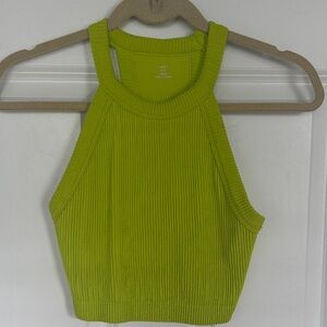 Aerie Lime High Neck Ribbed Bra Top